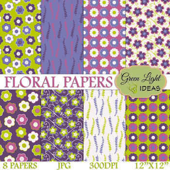 FREE Floral Spring Backgrounds / Purple Floral Digital Papers / Spring  Clipart.
