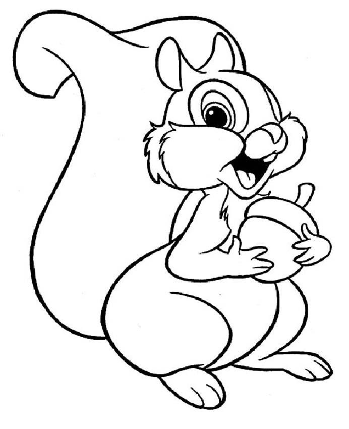 Squirrel Coloring Page Clipart.