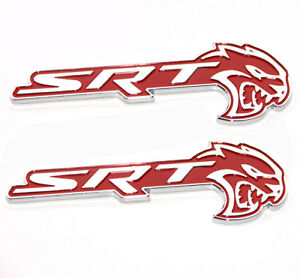 Details about 2x OEM SRT HELLCAT Badge Emblem Nameplate SRT8 Challenger  Charger Red Decal.