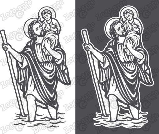 Vector of St. Christopher for cutting plotter and engraving..