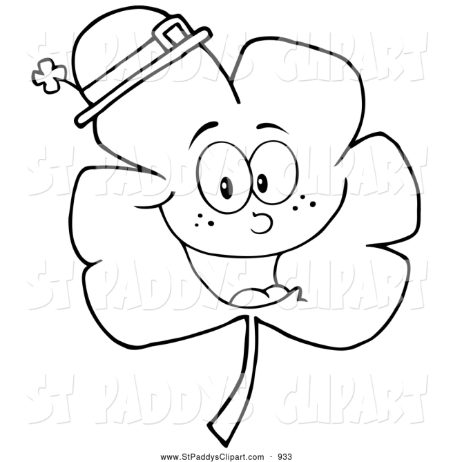 Saint Patrick's Day Clipart Images, Black and White, Clover.