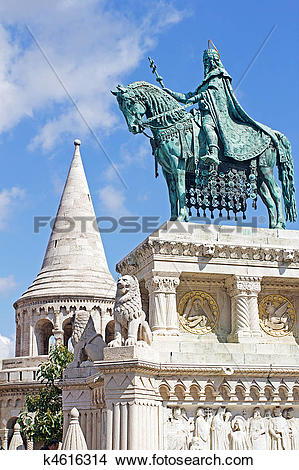 Stock Photo of St Stephen Statue, Budapest Hungary k4616314.