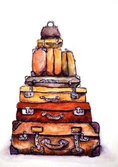 stacked suitcase clipart.