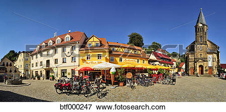 Picture of Germany, Saxony, Stadt Wehlen, Market square with town.