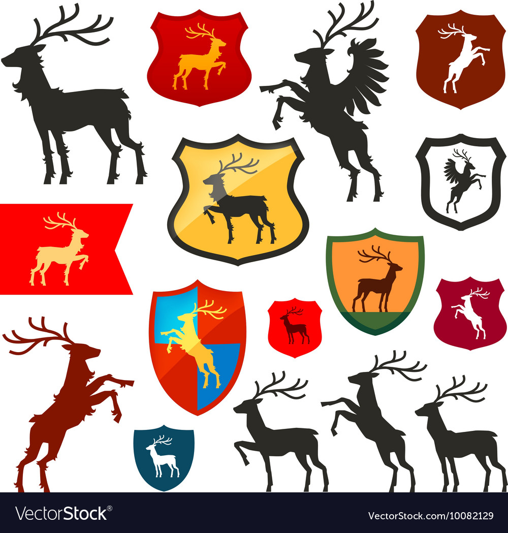 Shield with deer reindeer stag logo Coat.