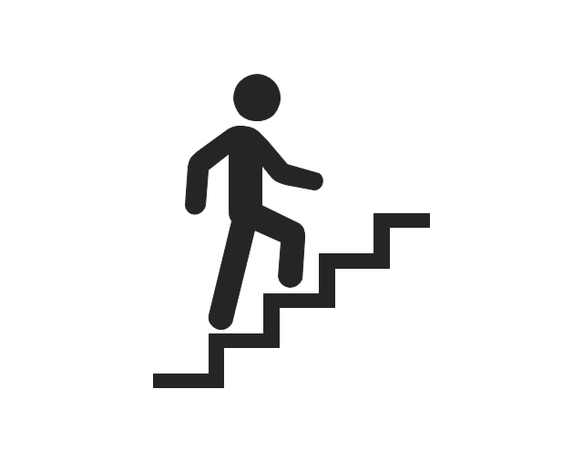Man climbing stairs clipart.