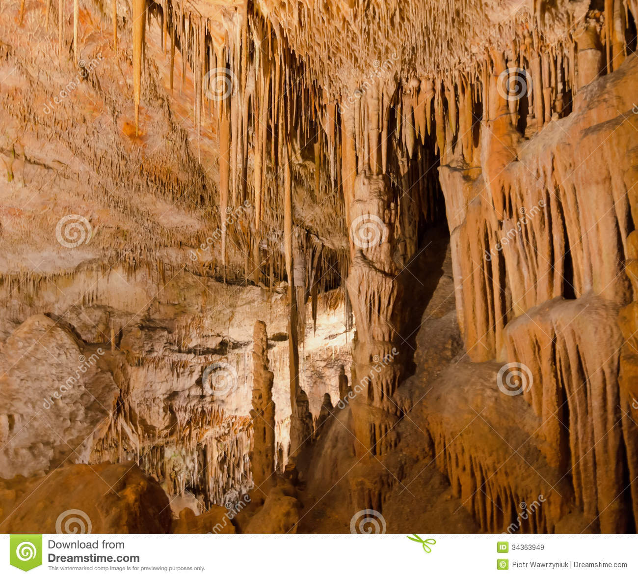 Majorca Cave Stalactite Royalty Free Stock Images.