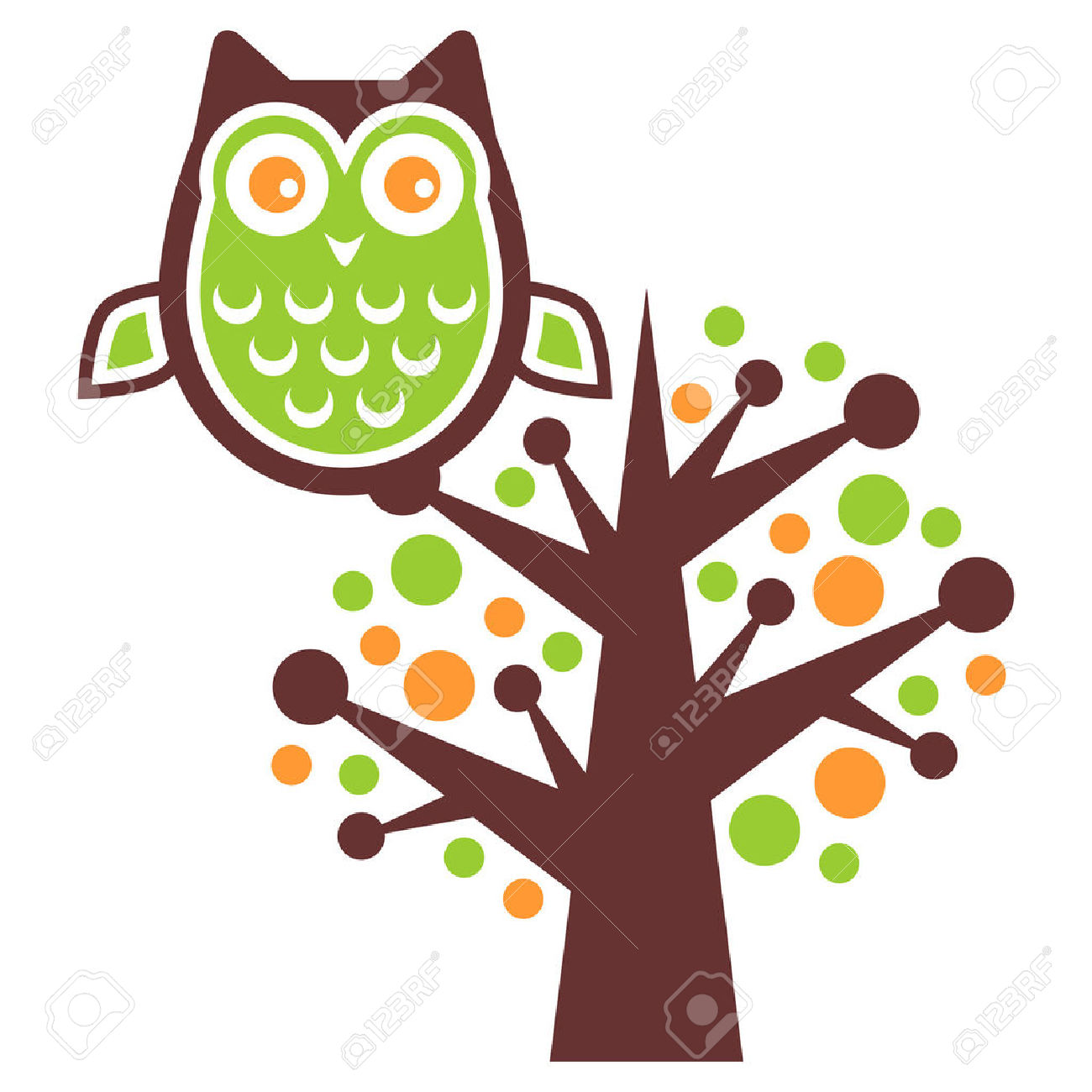 Owl Stand Alone On A Tree Brunch Royalty Free Cliparts, Vectors.
