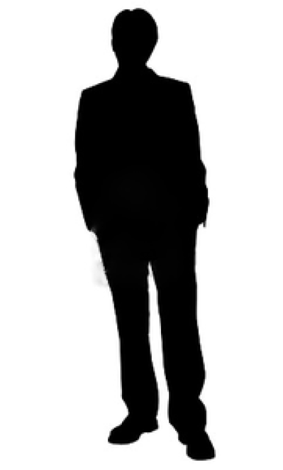 Business Man Standing Silhouette In Black And White PNG.