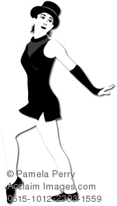 A Black And White Clipart Of A Woman Dancer Wearing A Top Hat, And.