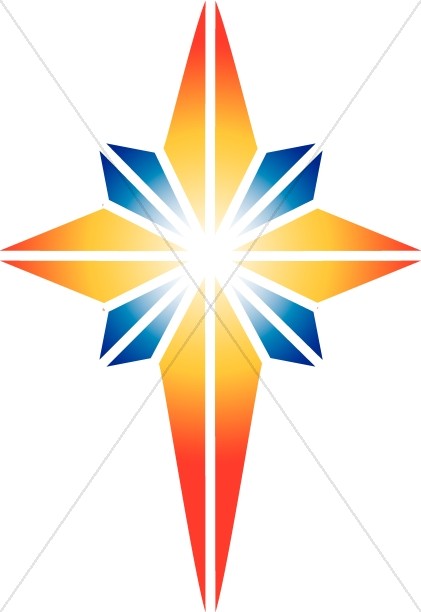 Red and Blue Star of Bethlehem.