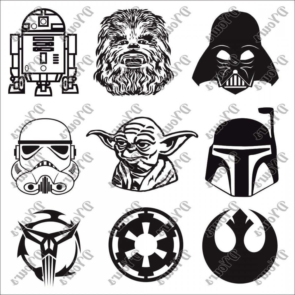 Star Wars Characters Clipart Black And White.