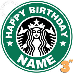 Details about 2x EDIBLE Starbucks Logo Birthday Party Cake Topper Wafer  Paper 3\