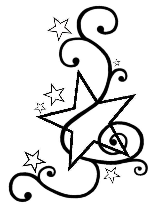 Stars with swirls tattoo.
