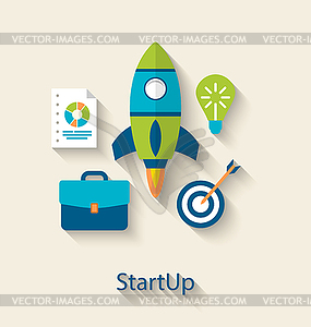 Concept of new business project startup development.