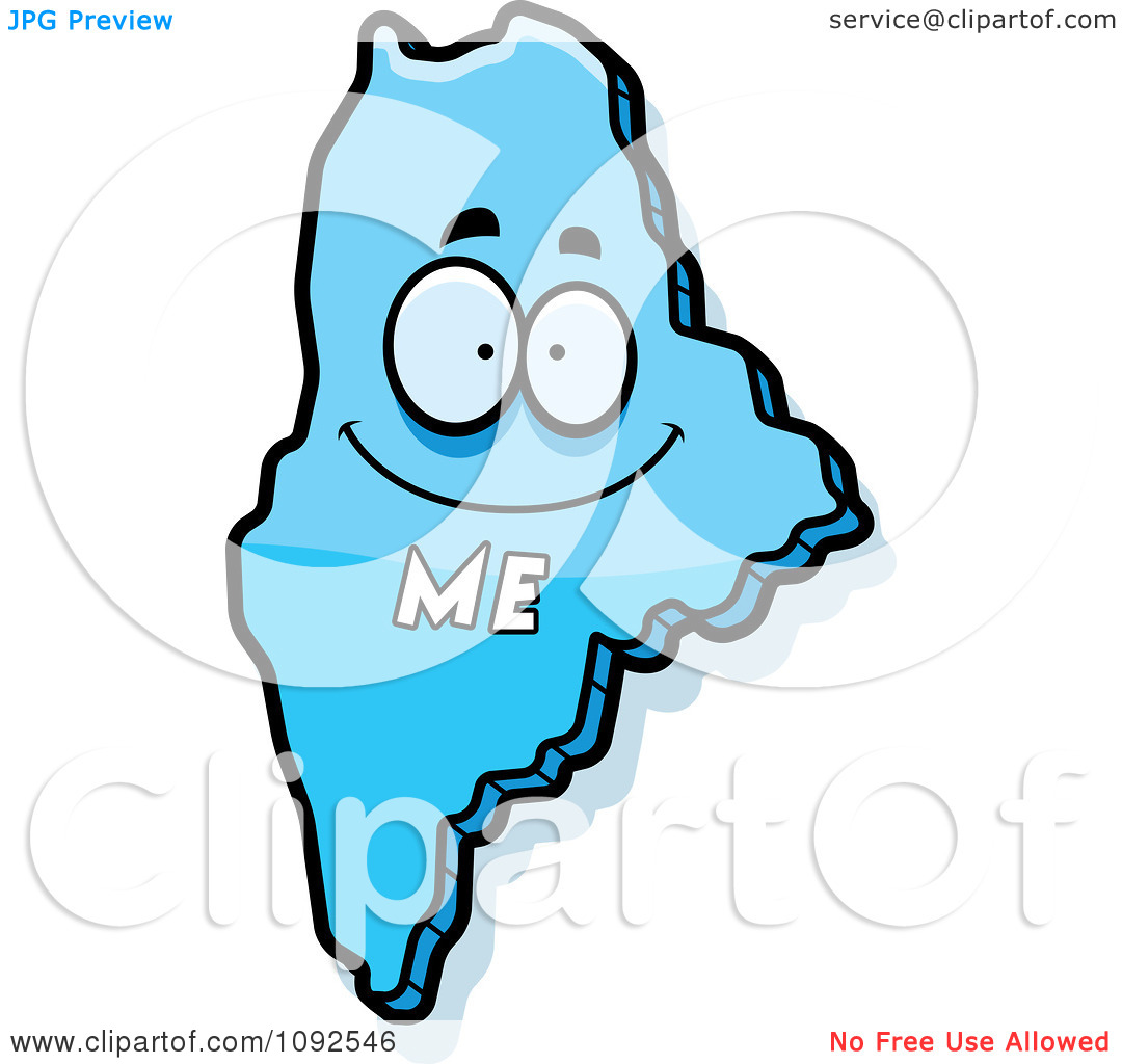 Clipart Mad Blue Maine State.