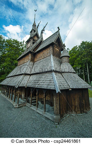 Stock Image of Fantoft Stave Church, Norway.