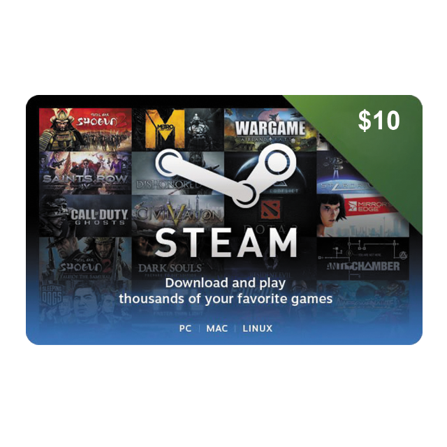 Steam $10 Gift Card.