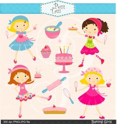 Cooking Clipart, Baking Clipart, Little Baker Cooking Invitation.