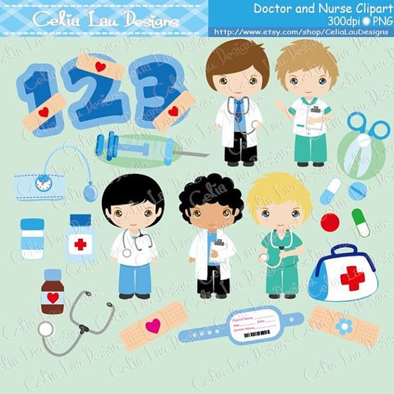 Cute Boys Nurse and Doctor clipart, Career clipart , Doctor Kids.