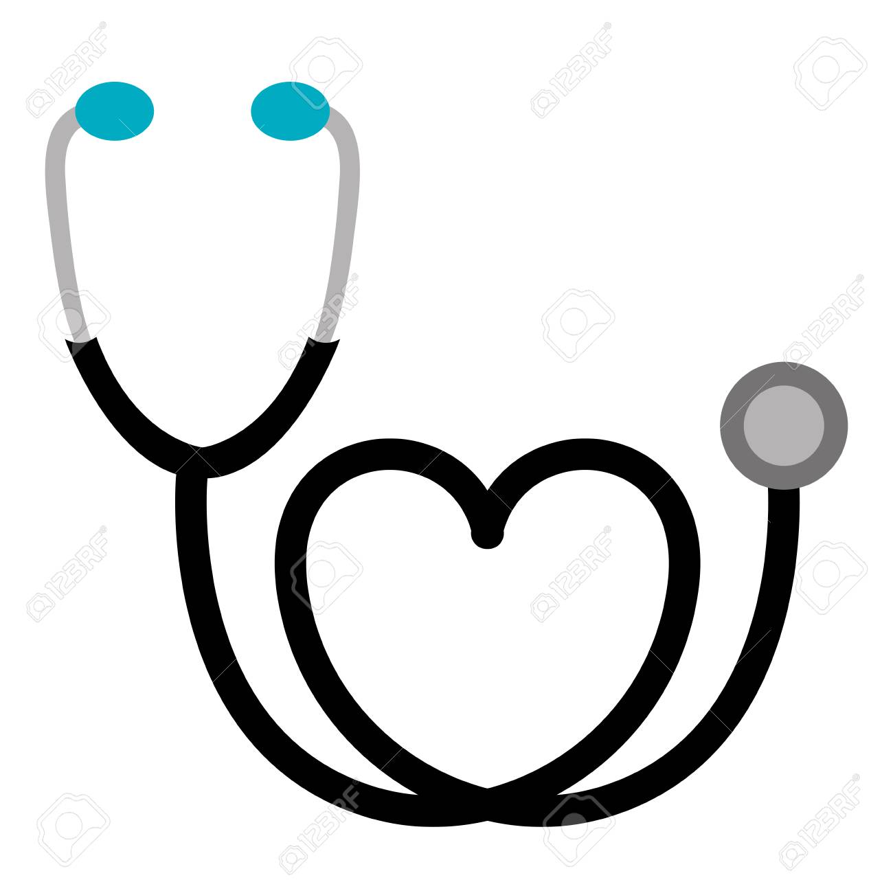 Black sticker stethoscope with heart icon » Clipart Station.