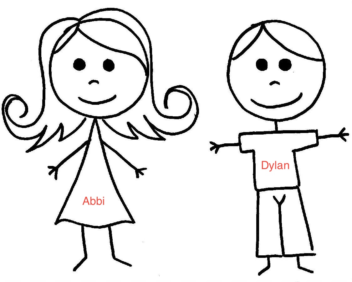 Stick Figure Of A Girl And Dad.