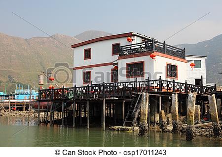 Stock Photo of Stilt house in Tai O fishing village near Hong Kong.