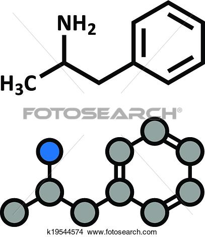 Clipart of Amfetamine (amphetamine, speed) stimulant drug molecule.