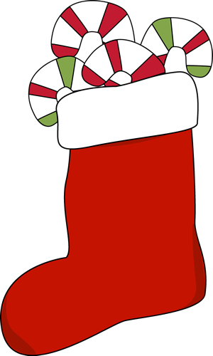 Christmas Stocking Filled with Candy Canes Clip Art.