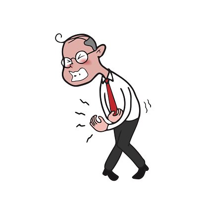 Health old man stomachache Clipart Image.