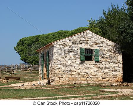 Stock Photo of A small stone barn in rural areas csp11728020.
