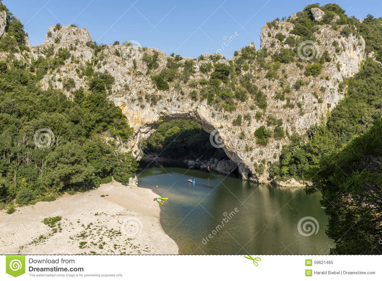 Pont D'arc Over The River Ardeche, South France Stock Photo.