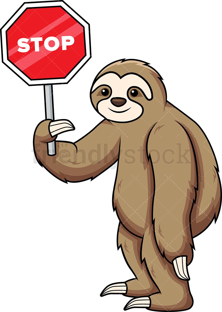 Sloth Holding Stop Sign.