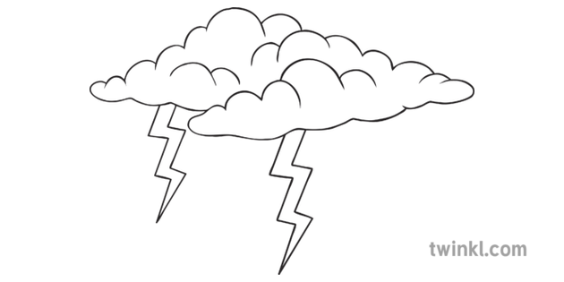 Storm Cloud Black and White Illustration.
