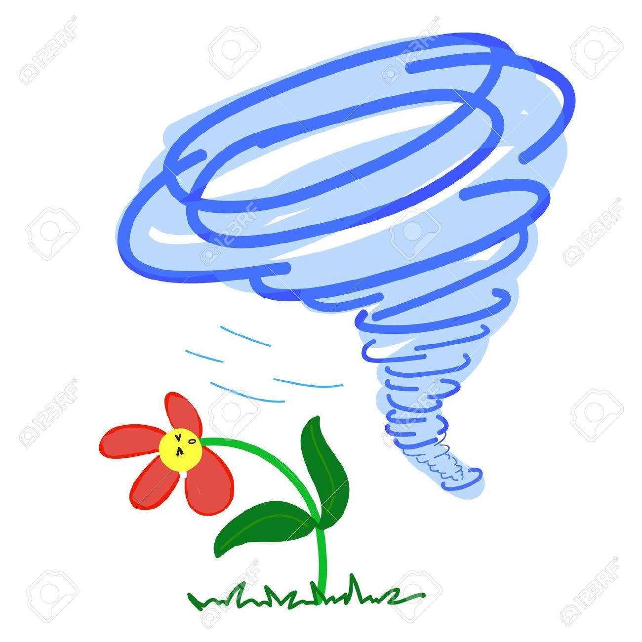 Flower In A Storm On White Background Royalty Free Cliparts.