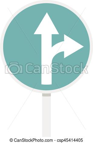 Vector Clipart of Blue straight or right turn ahead road sign icon.