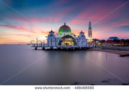 Malacca Straits Mosque Masjid Selat Melaka Stock Photo 201884269.