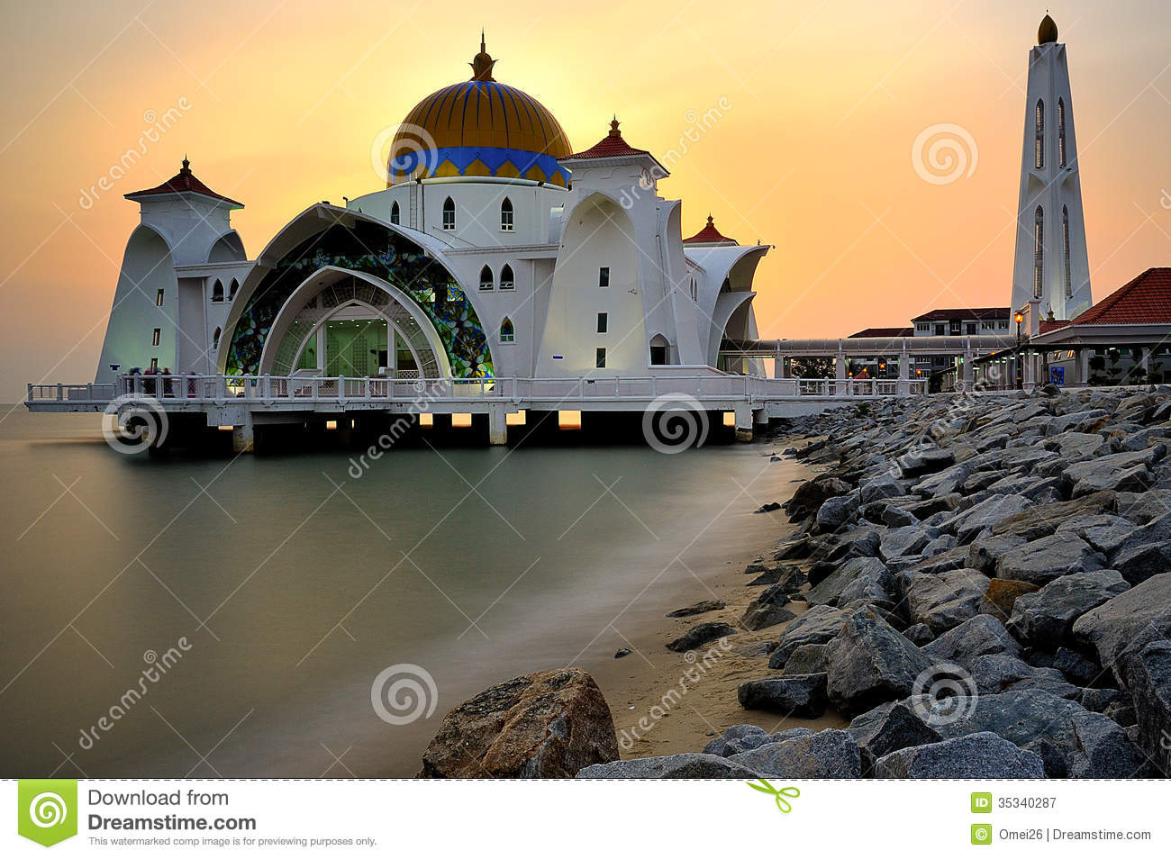 Malacca Straits Mosque Royalty Free Stock Photography.