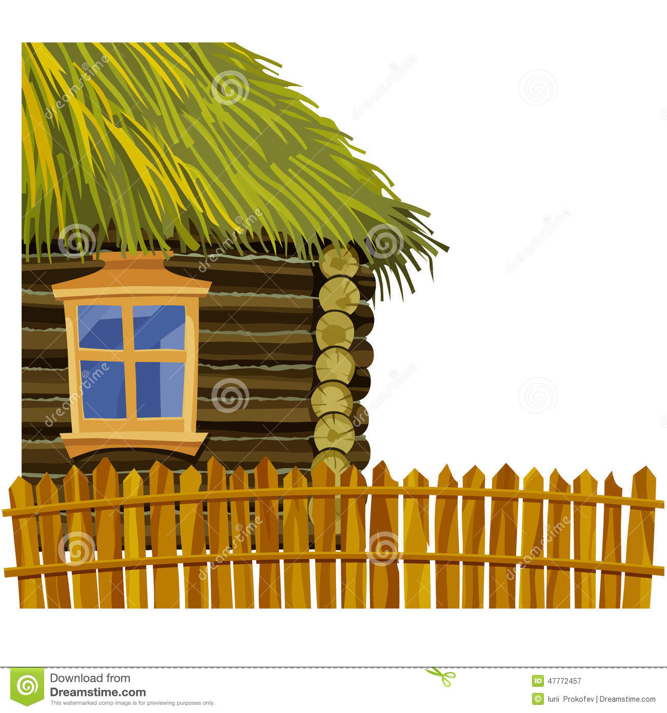 Thatch roof house clipart.