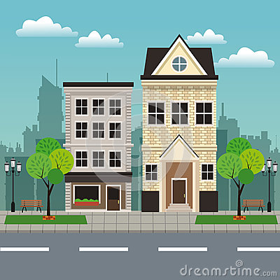 Streetscape Stock Illustrations.