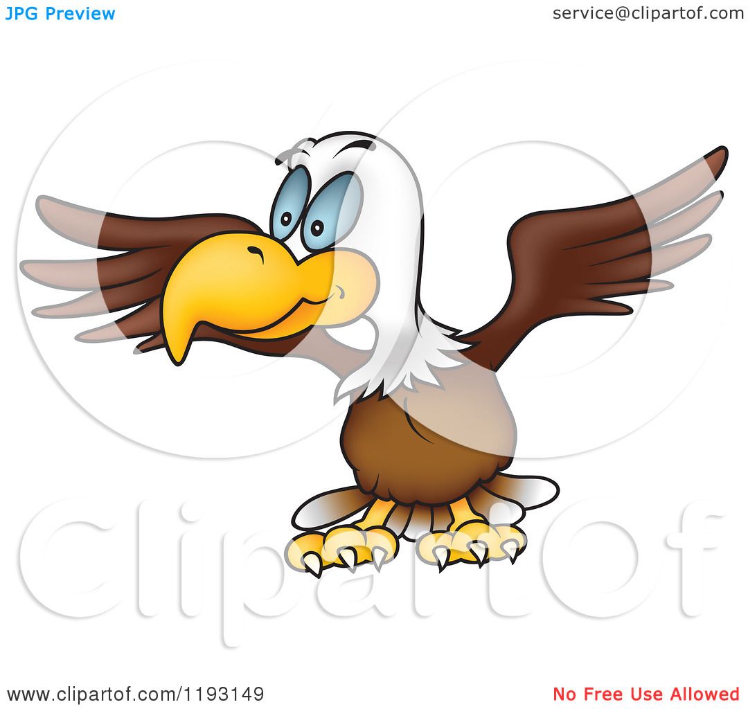 Cartoon of a Bald Eagle Stretching His Wings.