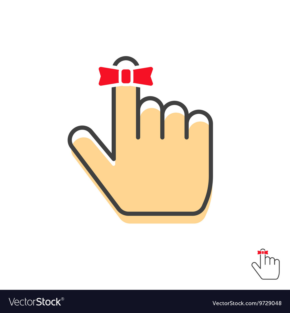 Reminder finger icon with red string bow.