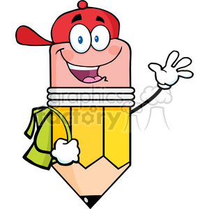 5910 Royalty Free Clip Art Happy Pencil Student Going To School clipart.  Royalty.