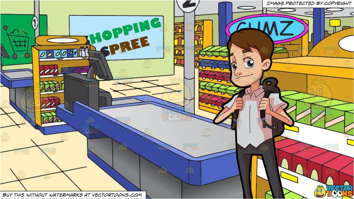 clipart #cartoon A Male Student With A Backpack and The.