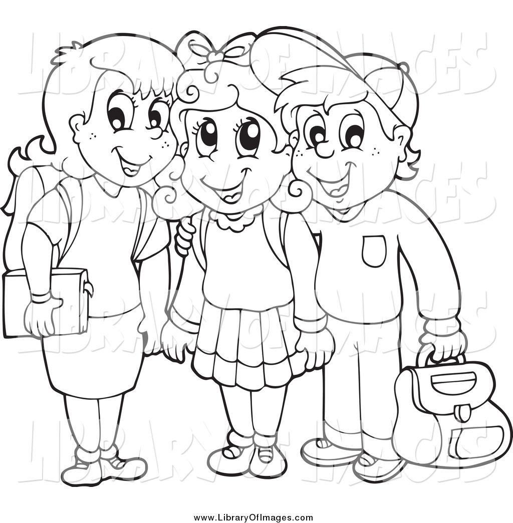 Group Of Students Clipart Black And White.