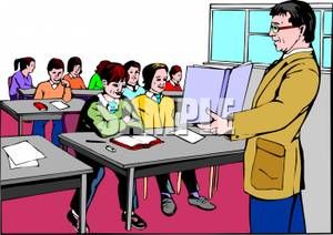 teacher and students in a classroom clip art.