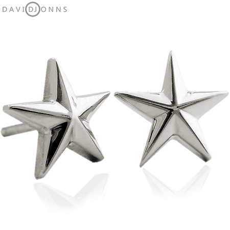 Star Stud Earrings In Sterling Silver.