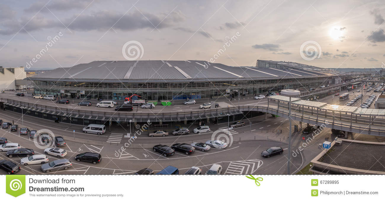 Wide Angle Panorama Of Stuttgart Airport, Germany Editorial Image.