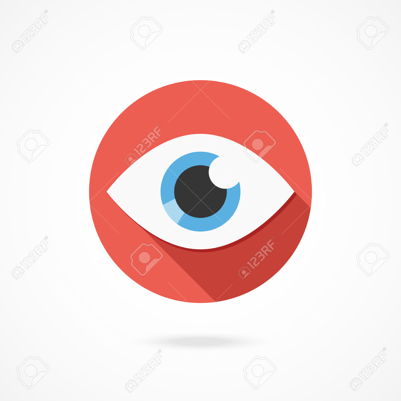 Vector Eye Icon. Modern Flat Style Design With Long Shadow.