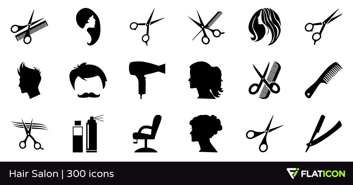 Hair Salon 300 free icons (SVG, EPS, PSD, PNG files).